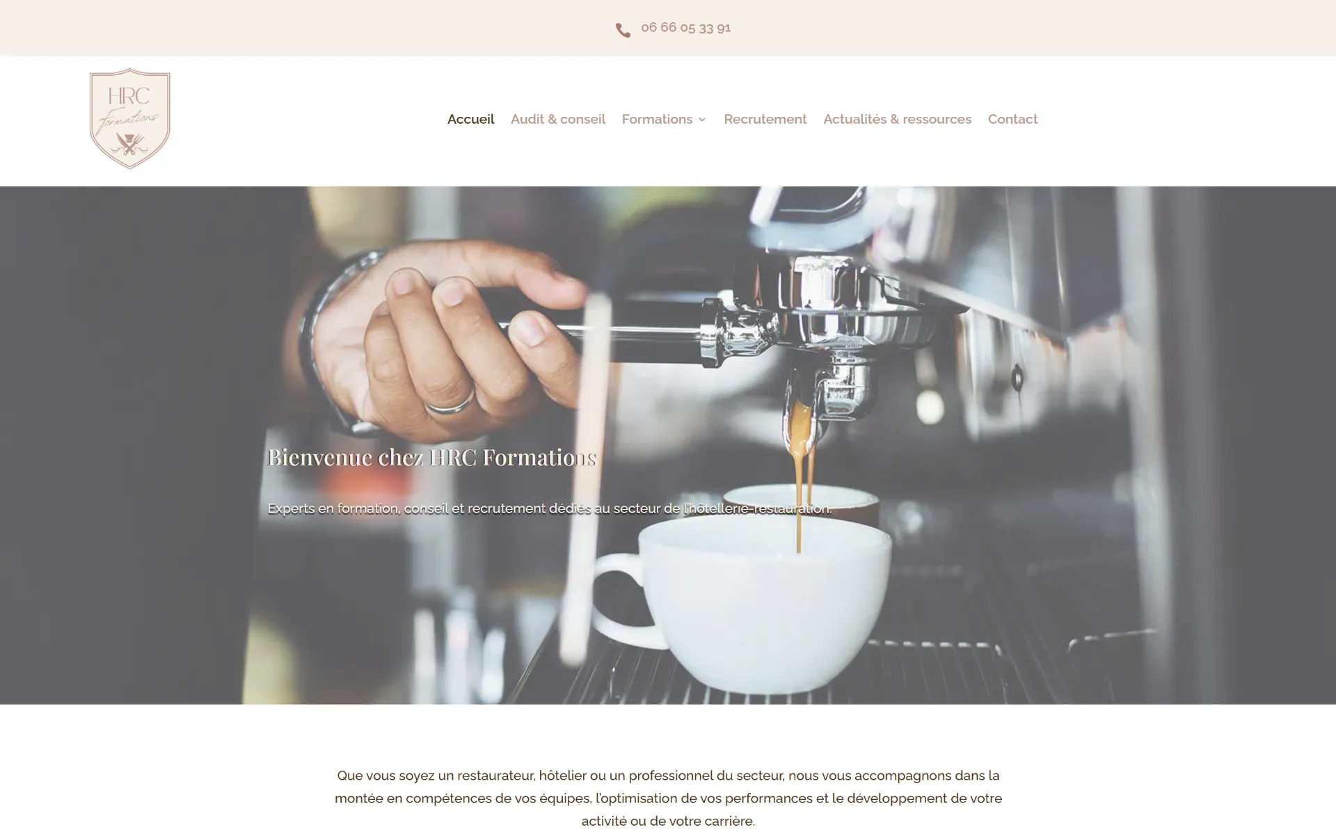header création de site vitrine de formations HRC